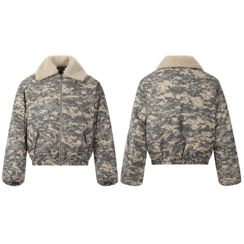 Digital Camo Sherpa Collar Bomber Jacket | Streetwear