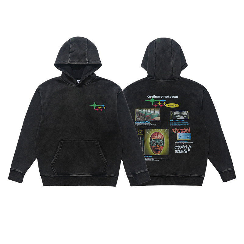 Omirad Graphic Washed Pullover Hoodie | Oversized Streetwear