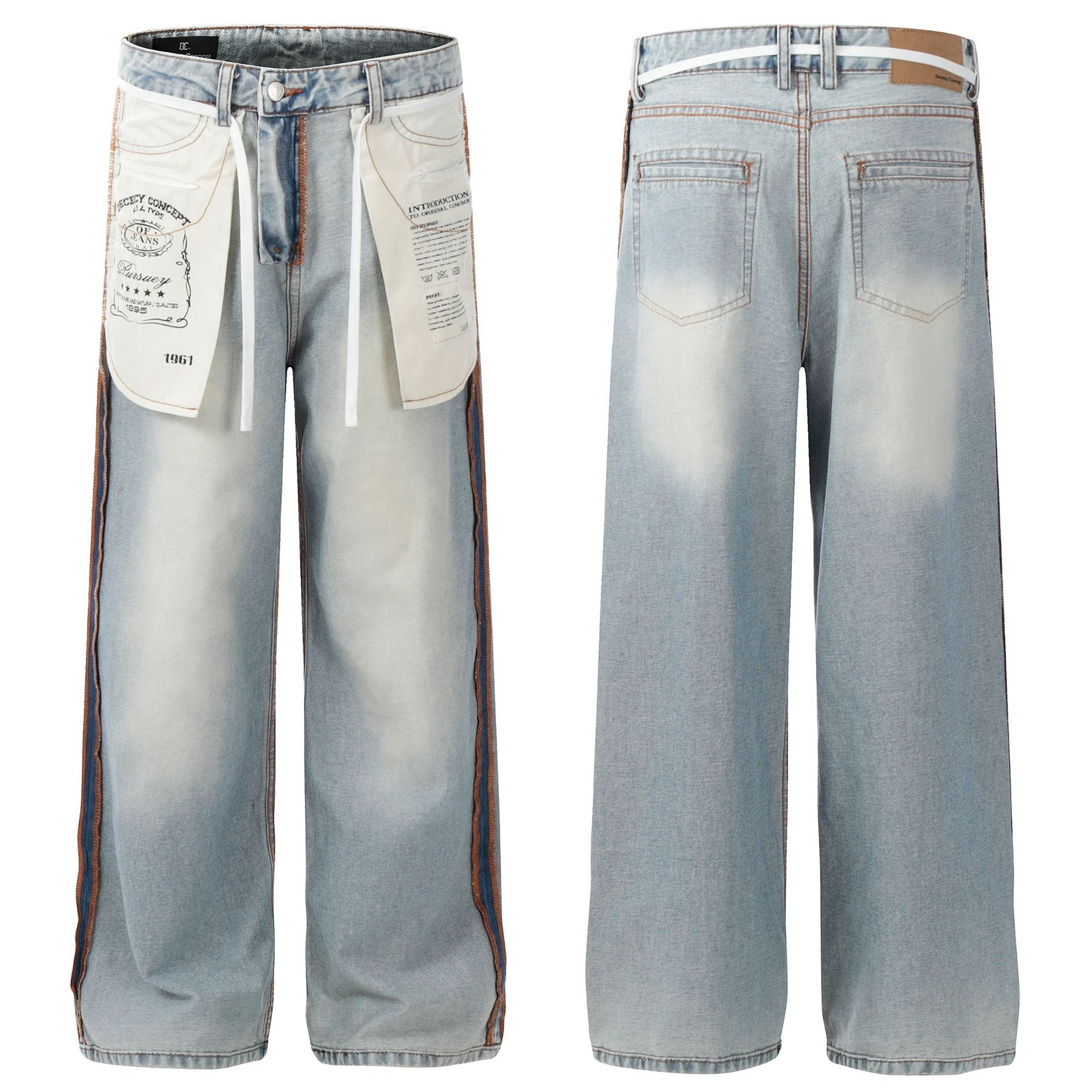 Omirad Vintage Panel-Detail Wide-Leg Jeans | Y2K Denim