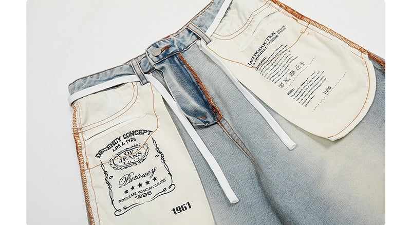 Omirad Vintage Panel-Detail Wide-Leg Jeans | Y2K Denim