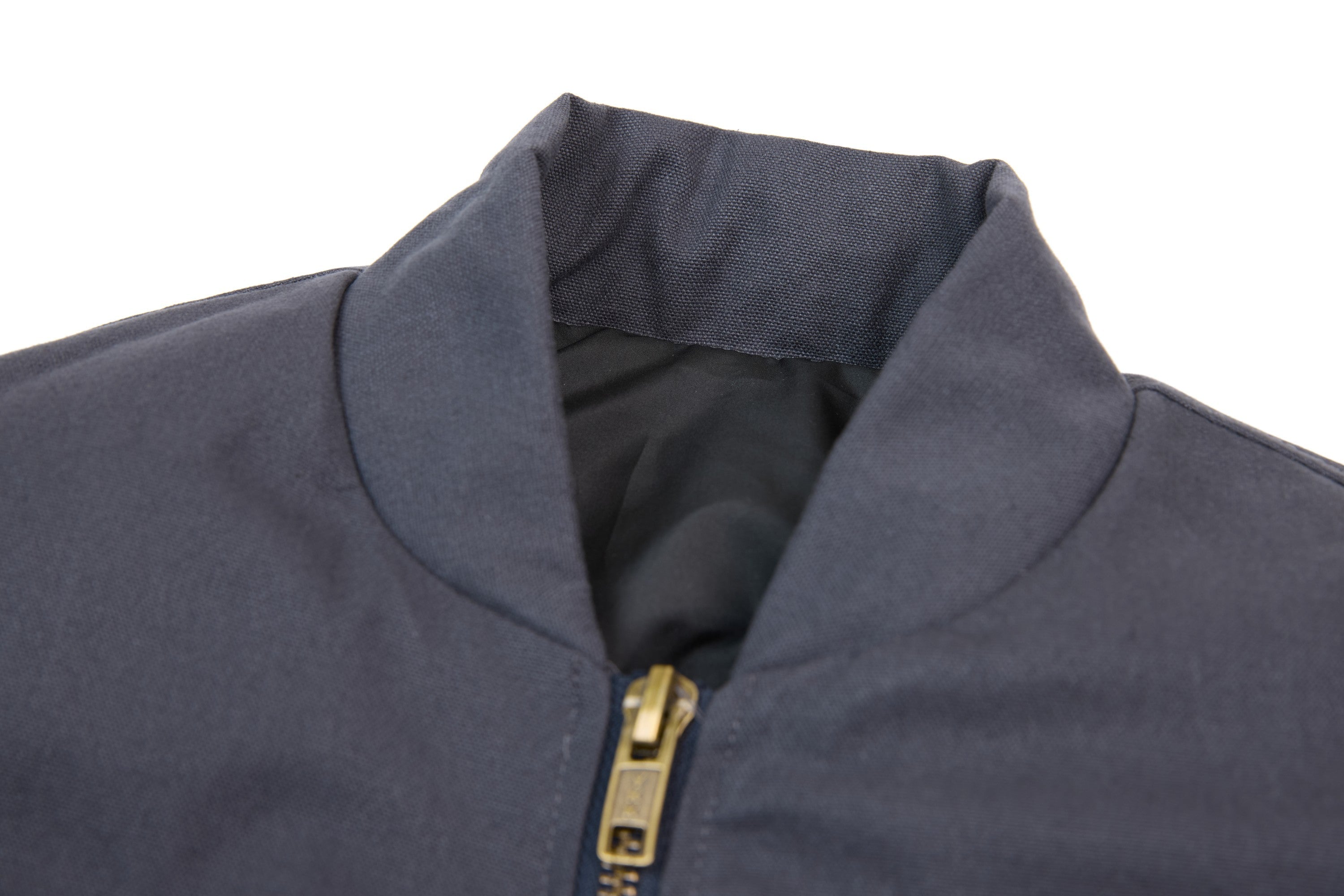 MADE NORECORDXX Embroidered Cropped Zip Jacket – Slate Blue