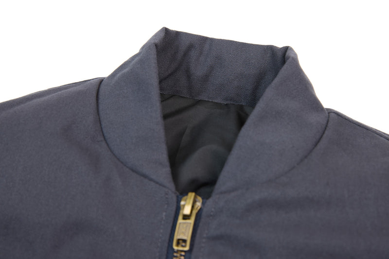 MADE NORECORDXX Embroidered Cropped Zip Jacket – Slate Blue