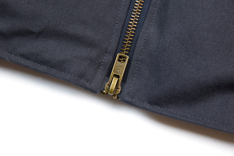 MADE NORECORDXX Embroidered Cropped Zip Jacket – Slate Blue