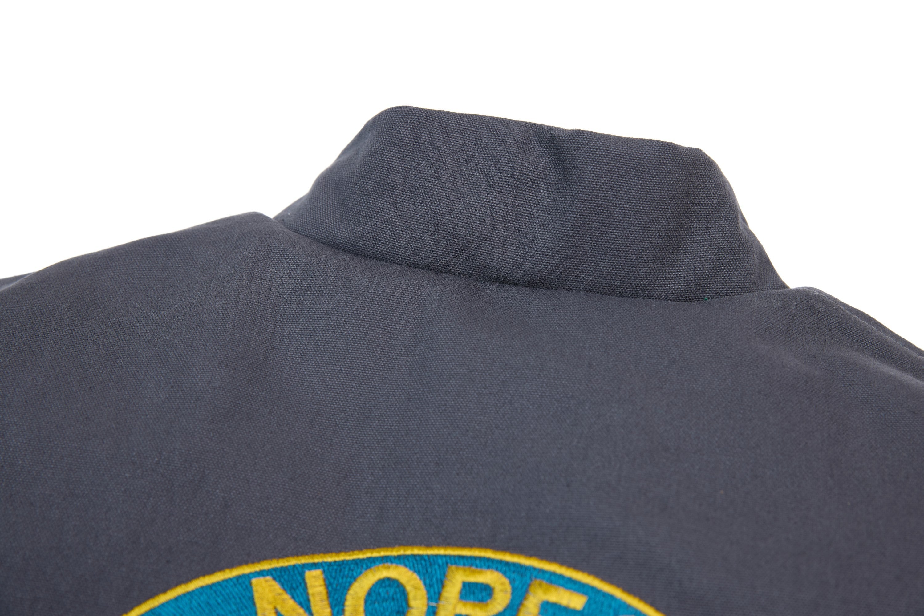 MADE NORECORDXX Embroidered Cropped Zip Jacket – Slate Blue