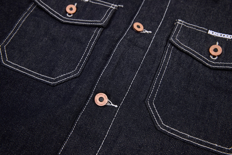 Omirad Mixed-Panel Denim Work Jacket | Contrast Sleeve