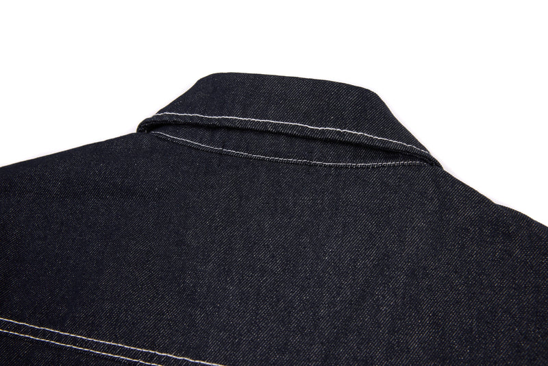 Omirad Mixed-Panel Denim Work Jacket | Contrast Sleeve