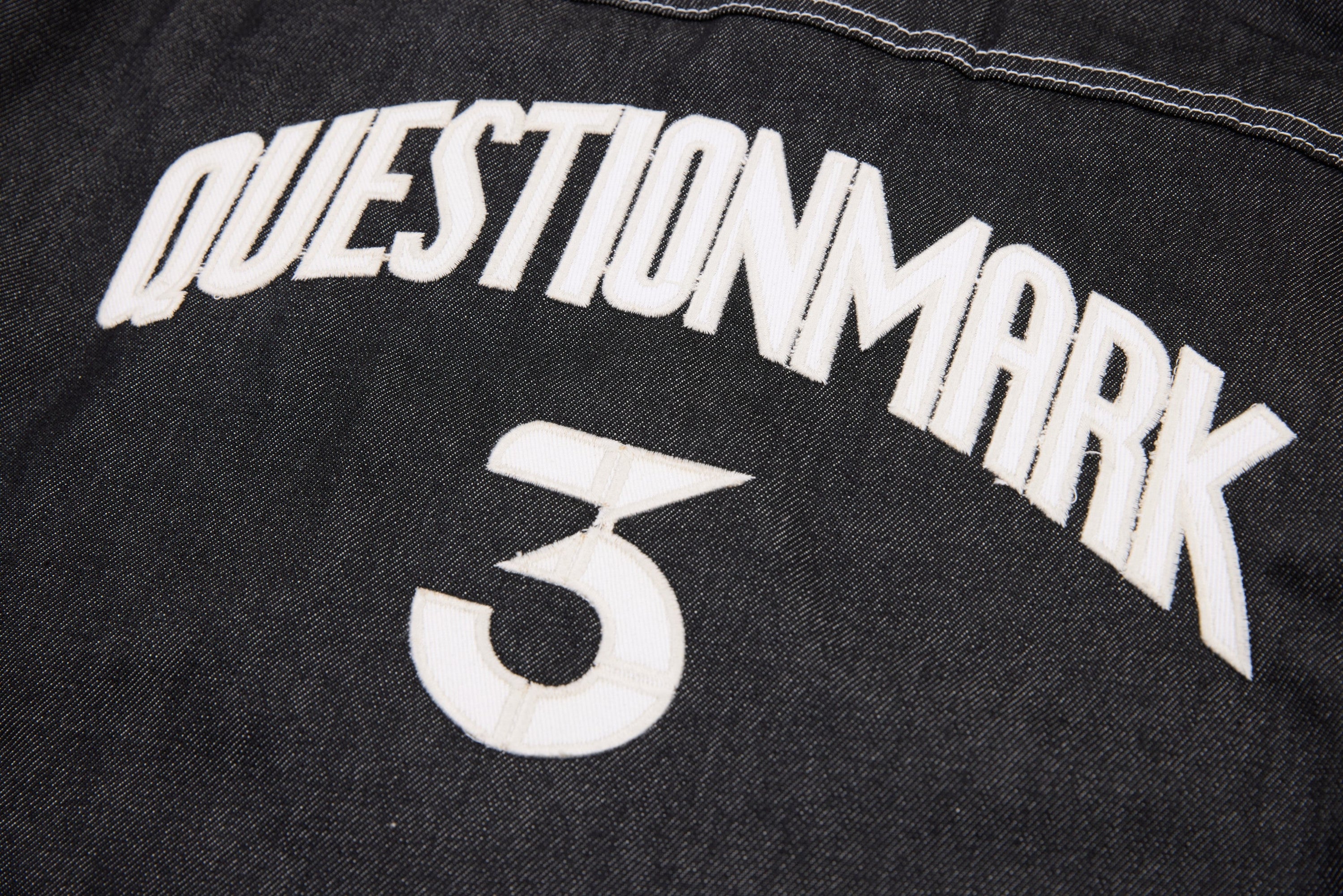 Questionmark Classic Black Denim Jacket with Leopard Lining