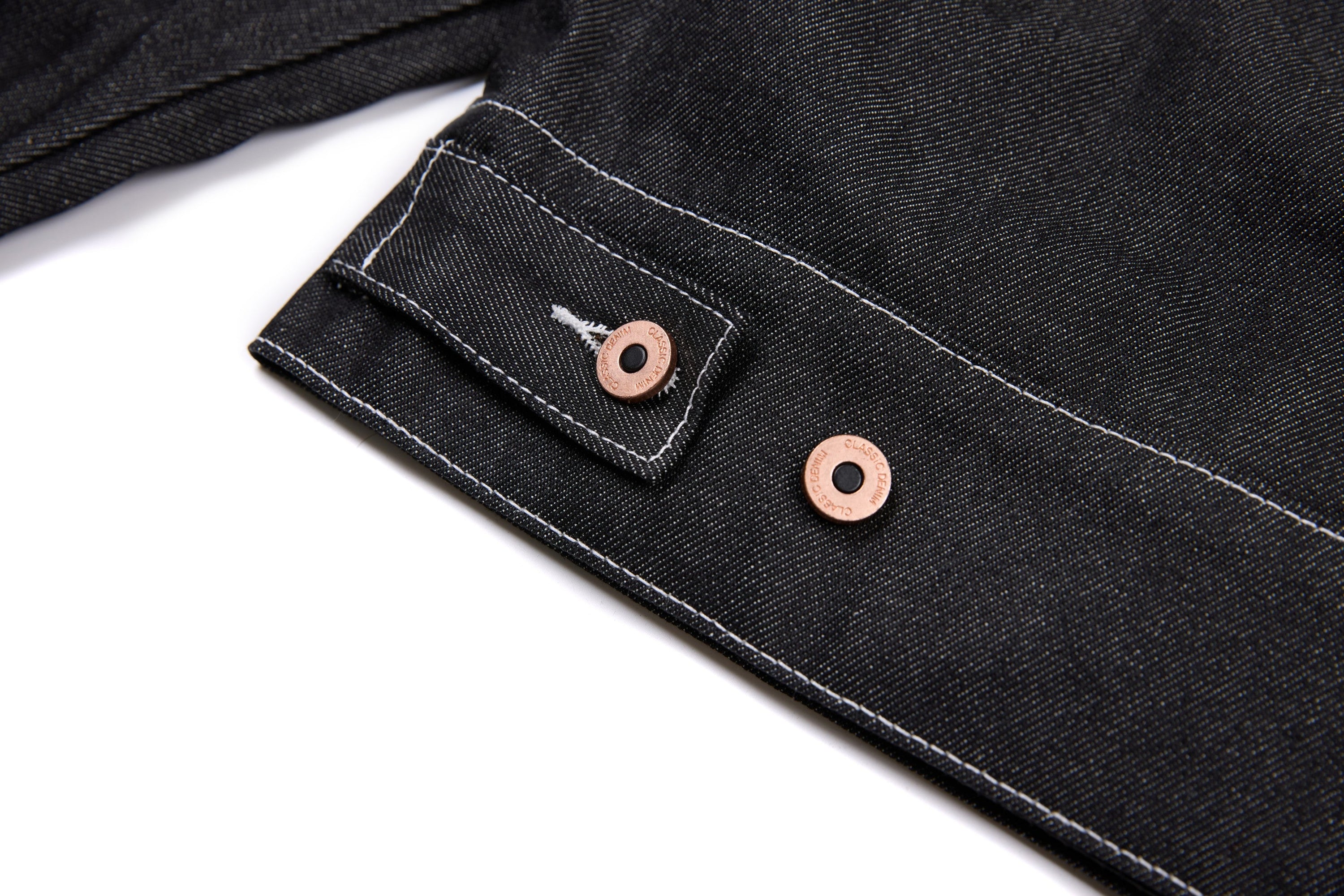Questionmark Classic Black Denim Jacket with Leopard Lining