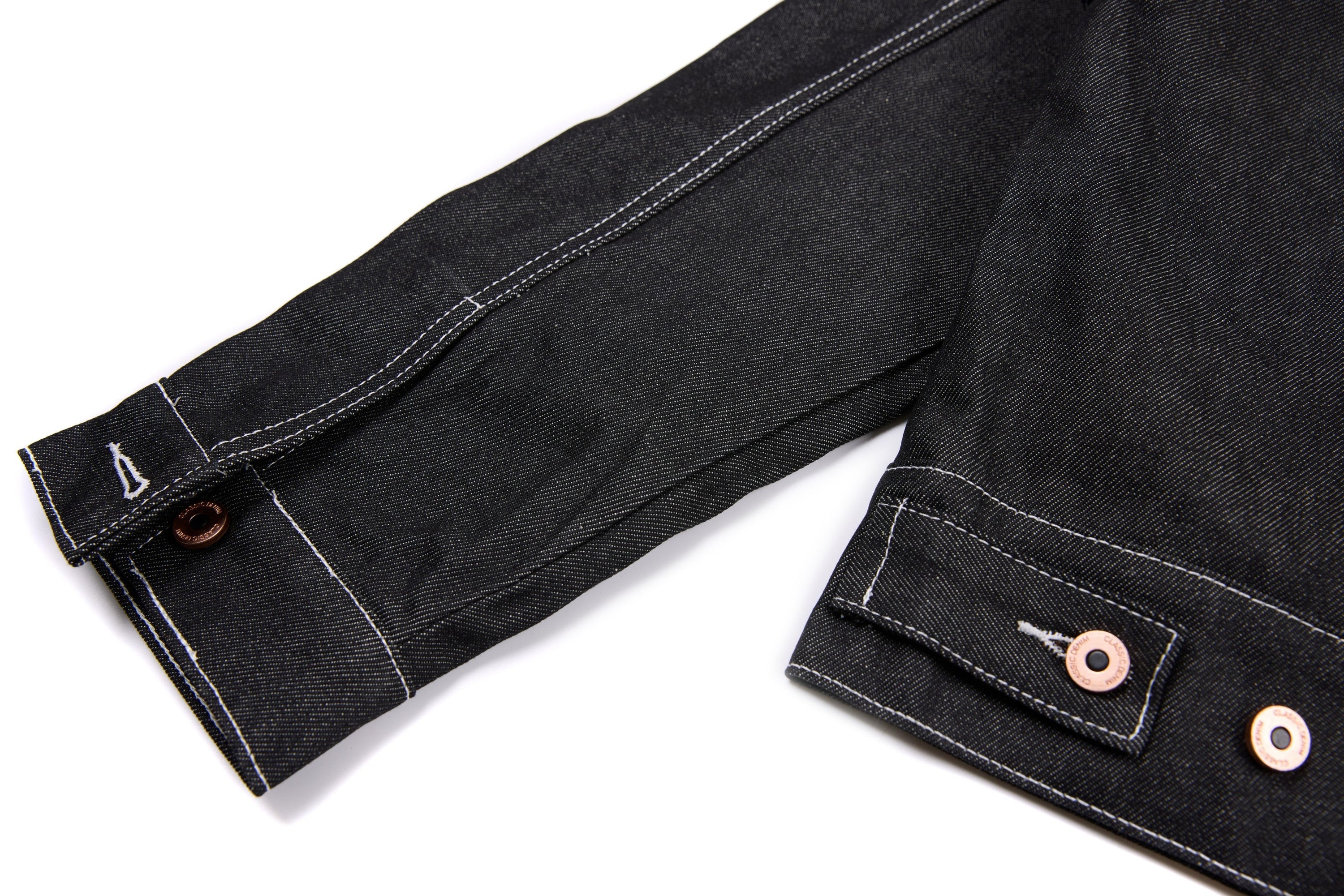 Questionmark Classic Black Denim Jacket with Leopard Lining