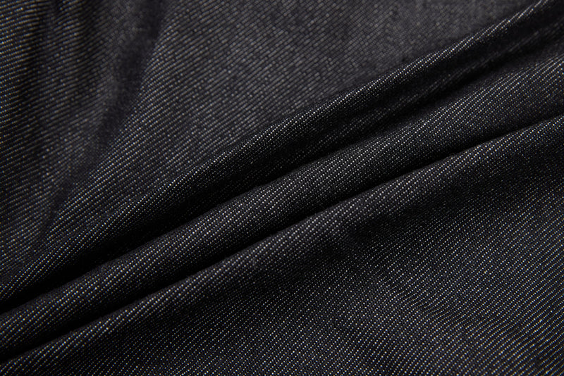 Questionmark Classic Black Denim Jacket with Leopard Lining