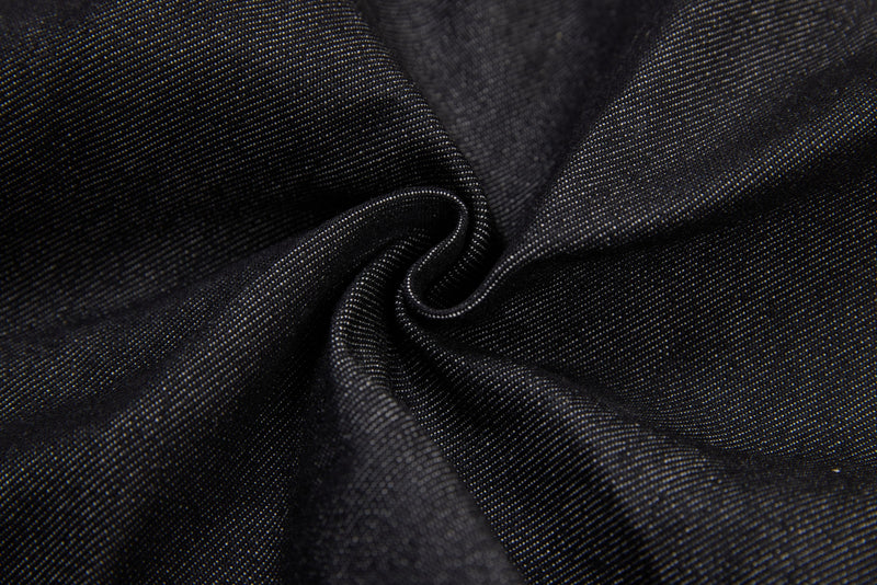 Questionmark Classic Black Denim Jacket with Leopard Lining