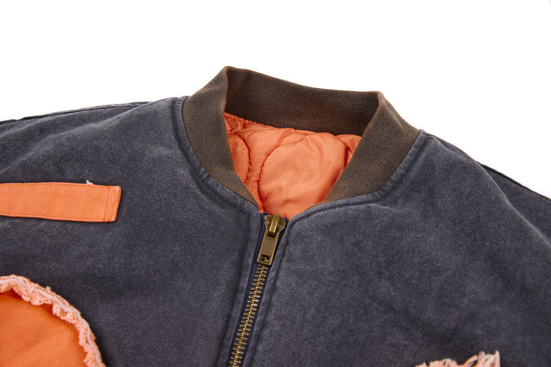 Omirad Patchwork Cotton Bomber Jacket | Cropped Streetwear