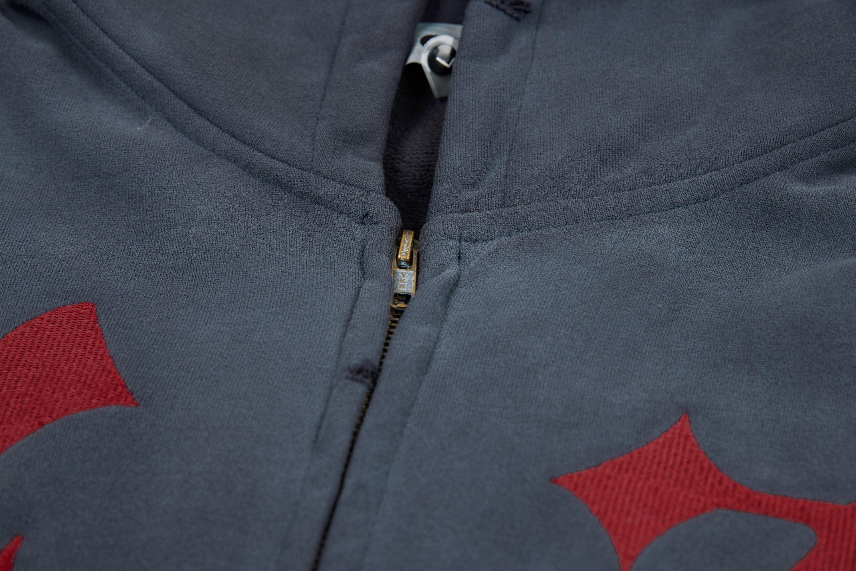 Omirad "47" Gothic Graphic Zip-Up Hoodie | Washed Charcoal