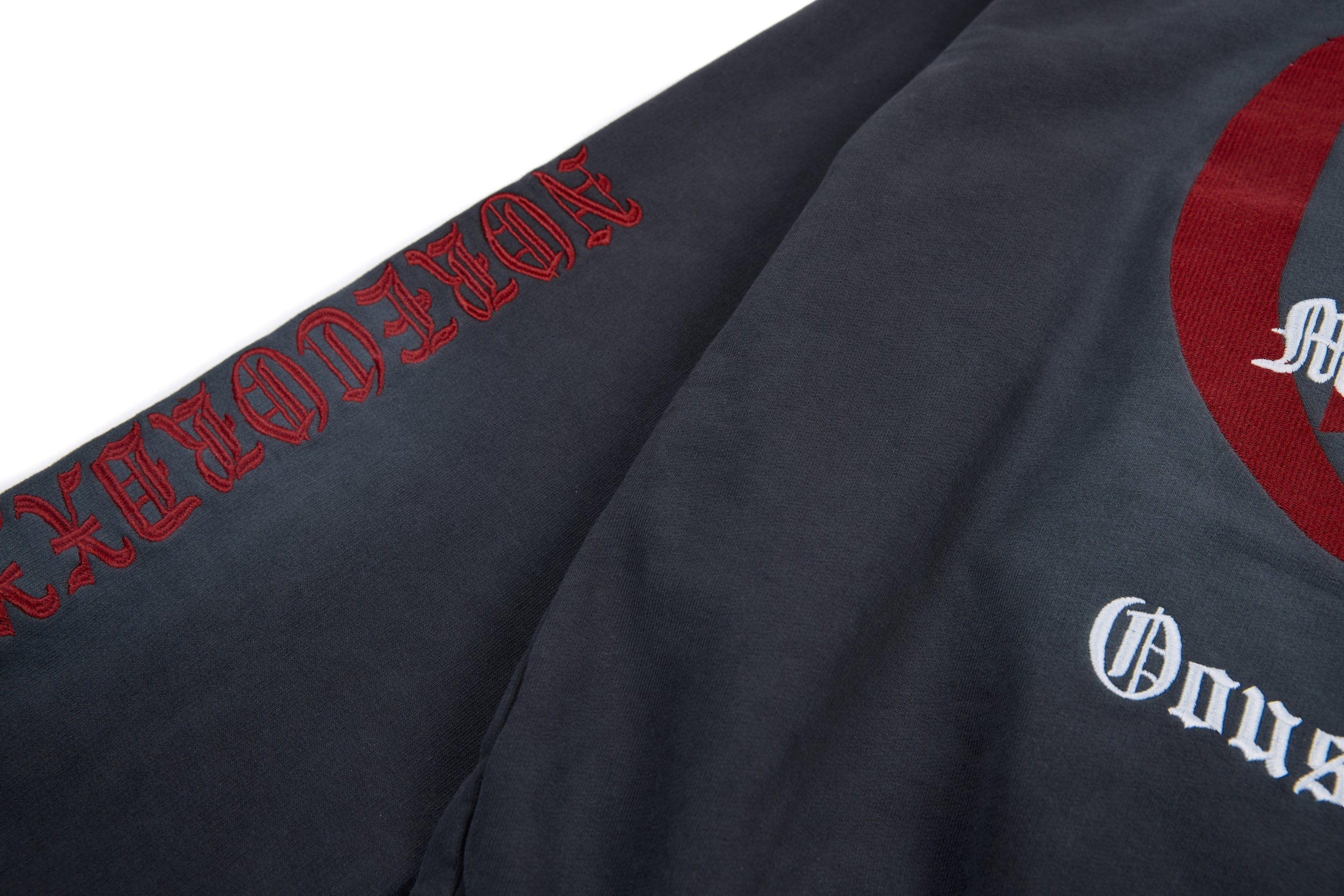 Omirad "47" Gothic Graphic Zip-Up Hoodie | Washed Charcoal