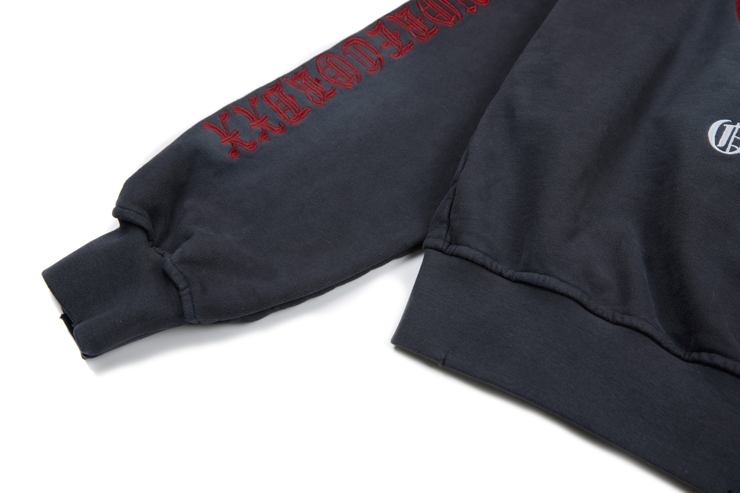 Omirad "47" Gothic Graphic Zip-Up Hoodie | Washed Charcoal