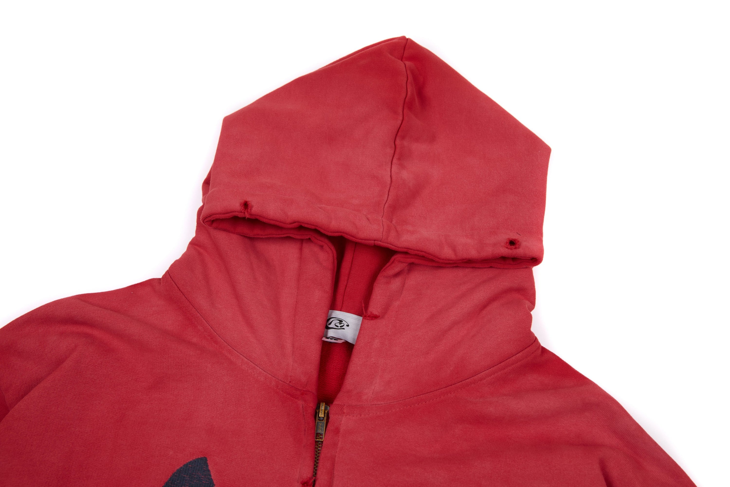 Omirad "47" Gothic Graphic Zip-Up Hoodie | Red Streetwear