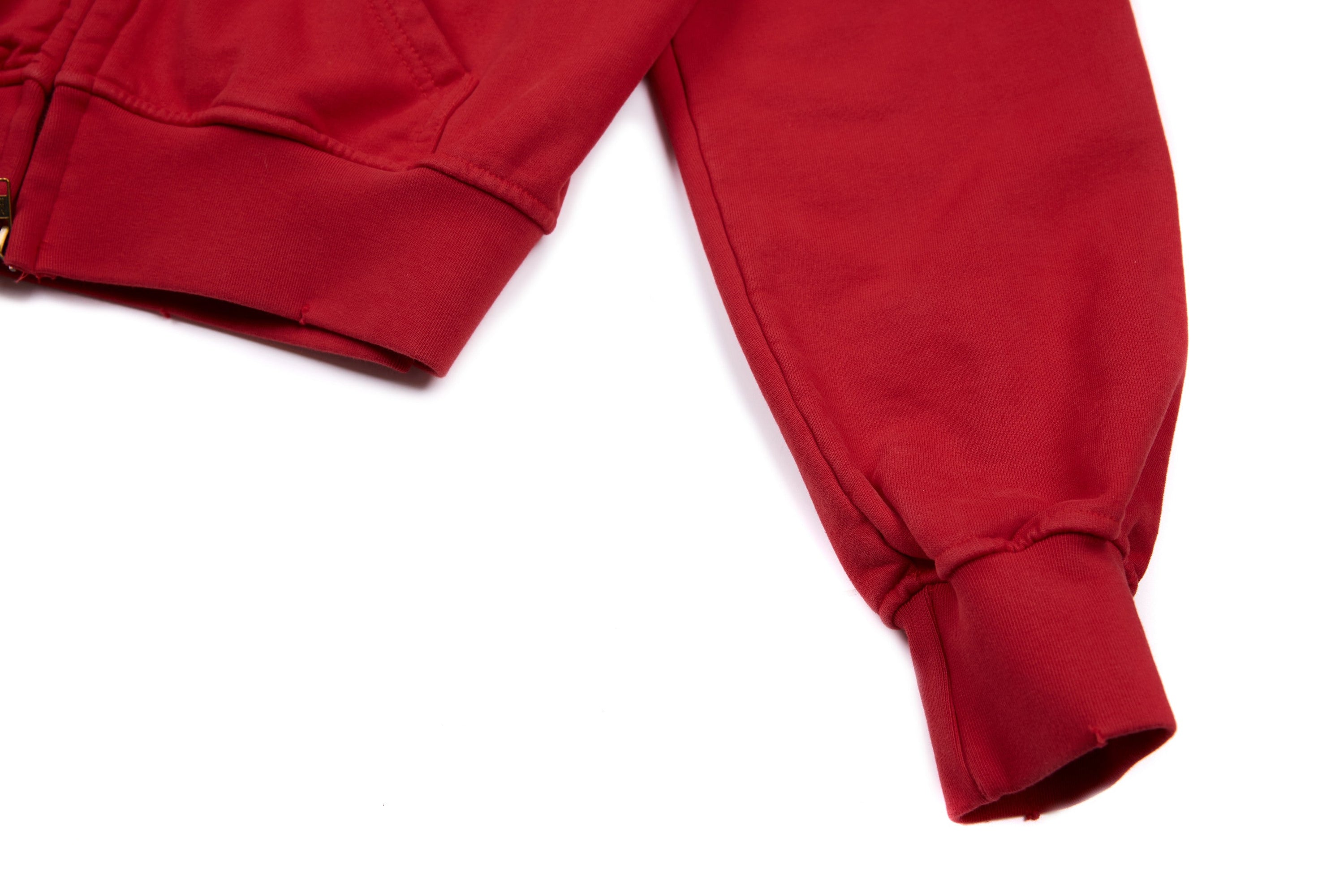 Omirad "47" Gothic Graphic Zip-Up Hoodie | Red Streetwear