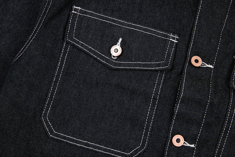 Questionmark 3 Black Denim Jacket | Contrast Stitch & Leopard Lining