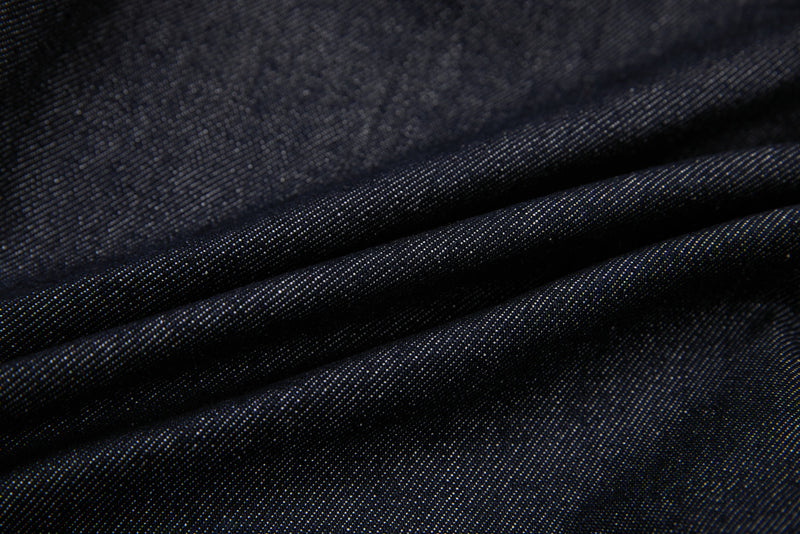 Questionmark 3 Black Denim Jacket | Contrast Stitch & Leopard Lining