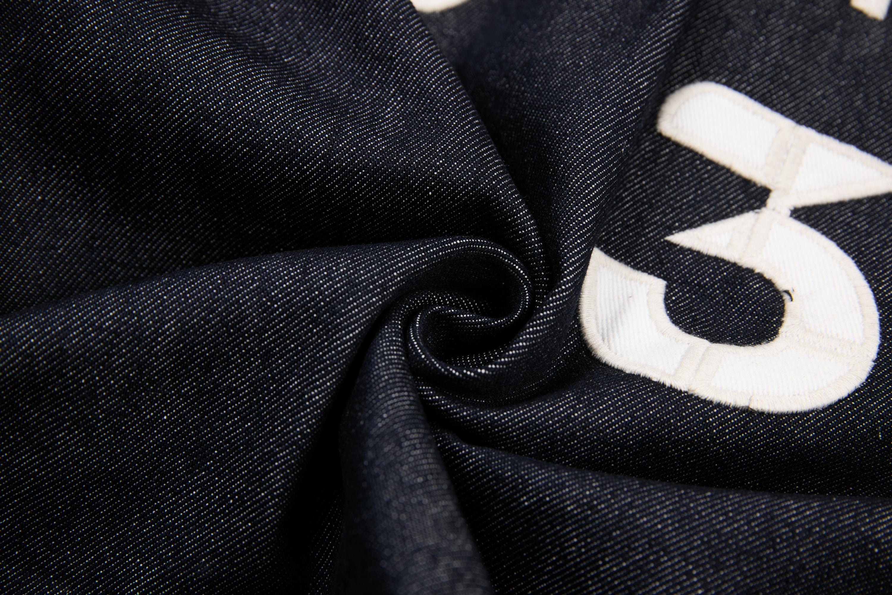 Questionmark 3 Black Denim Jacket | Contrast Stitch & Leopard Lining