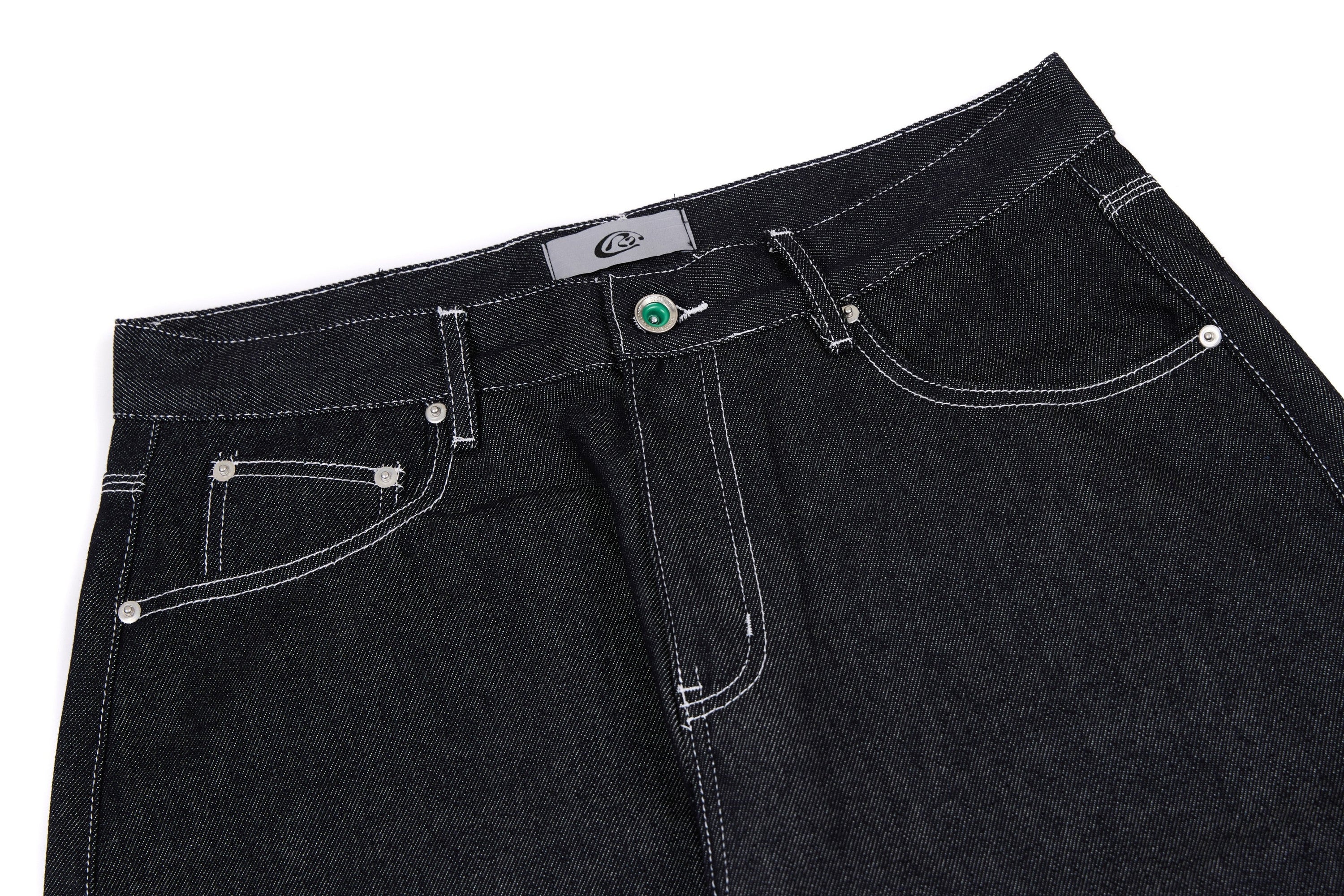Omirad Heavy Stitch Barrel Denim Jeans | Black Streetwear
