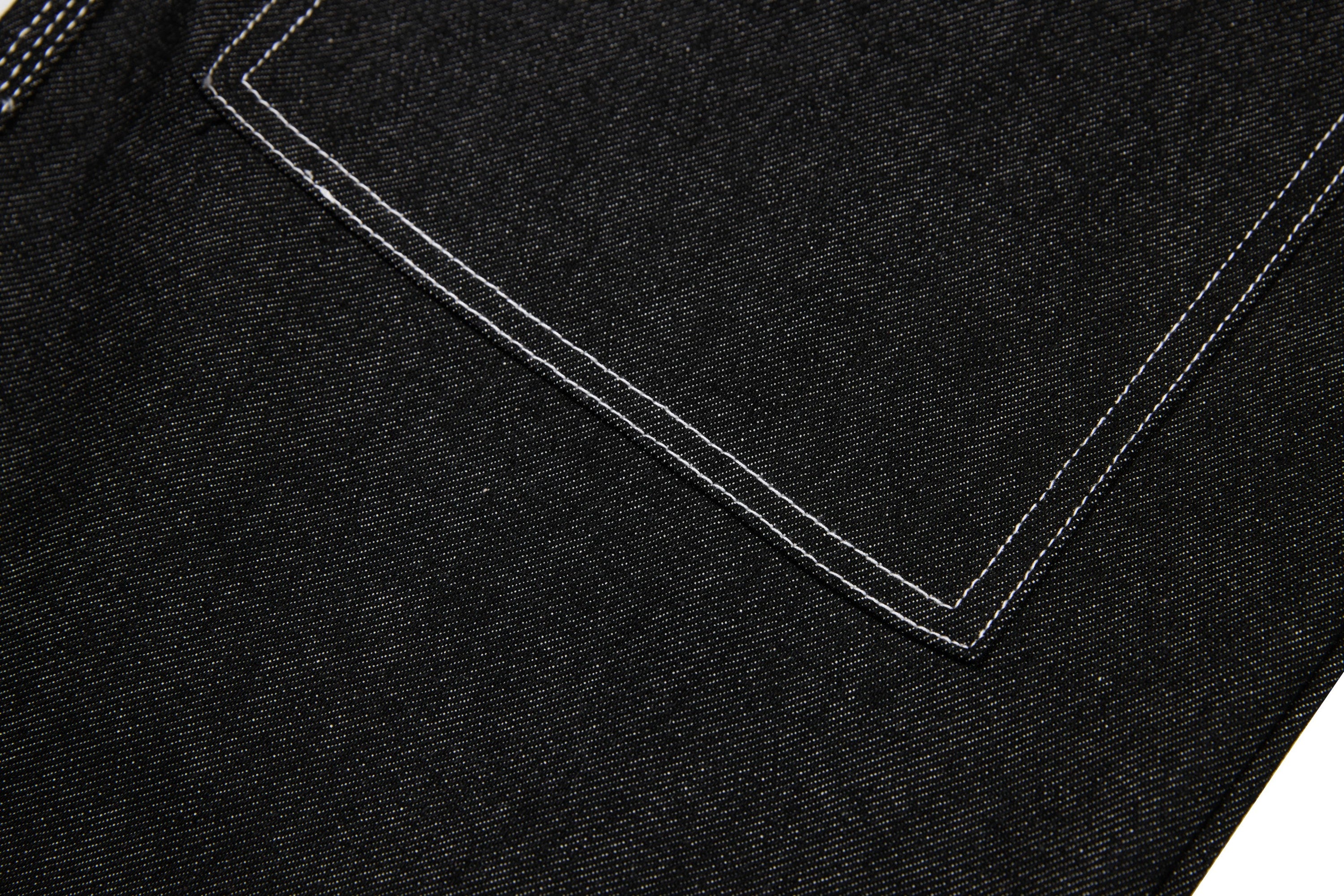 Questionmark Panel-Stitch Wide-Leg Denim Pants | Black