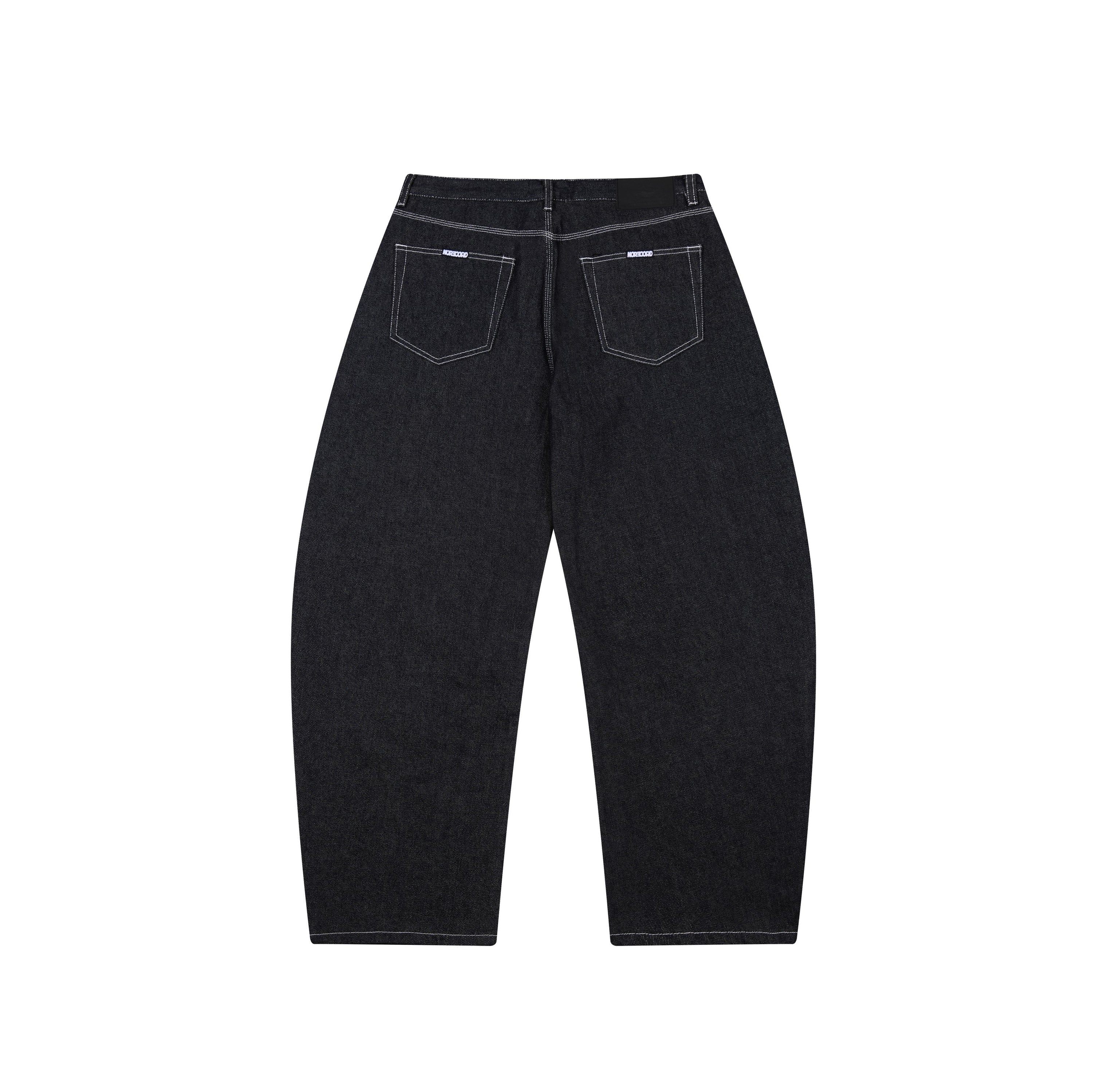 Omirad Heavy Stitch Barrel Denim Jeans | Black Streetwear