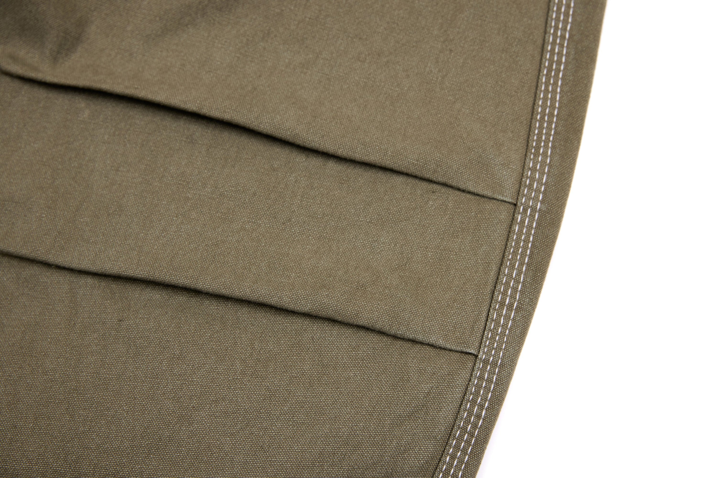 Omirad Contrast-Stitch Barrel Leg Denim Pants | Olive