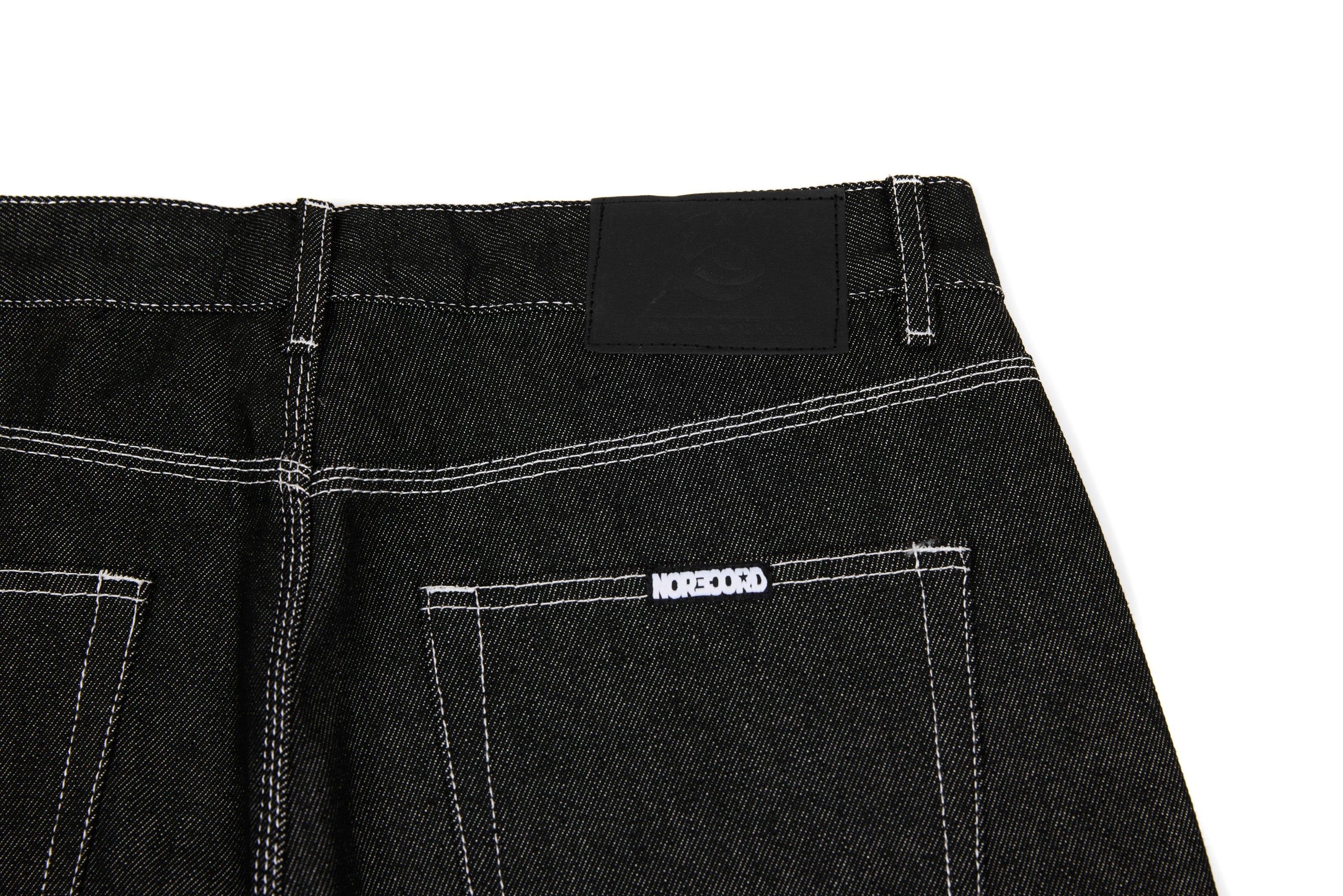Omirad Heavy Stitch Barrel Leg Jeans | Black Denim