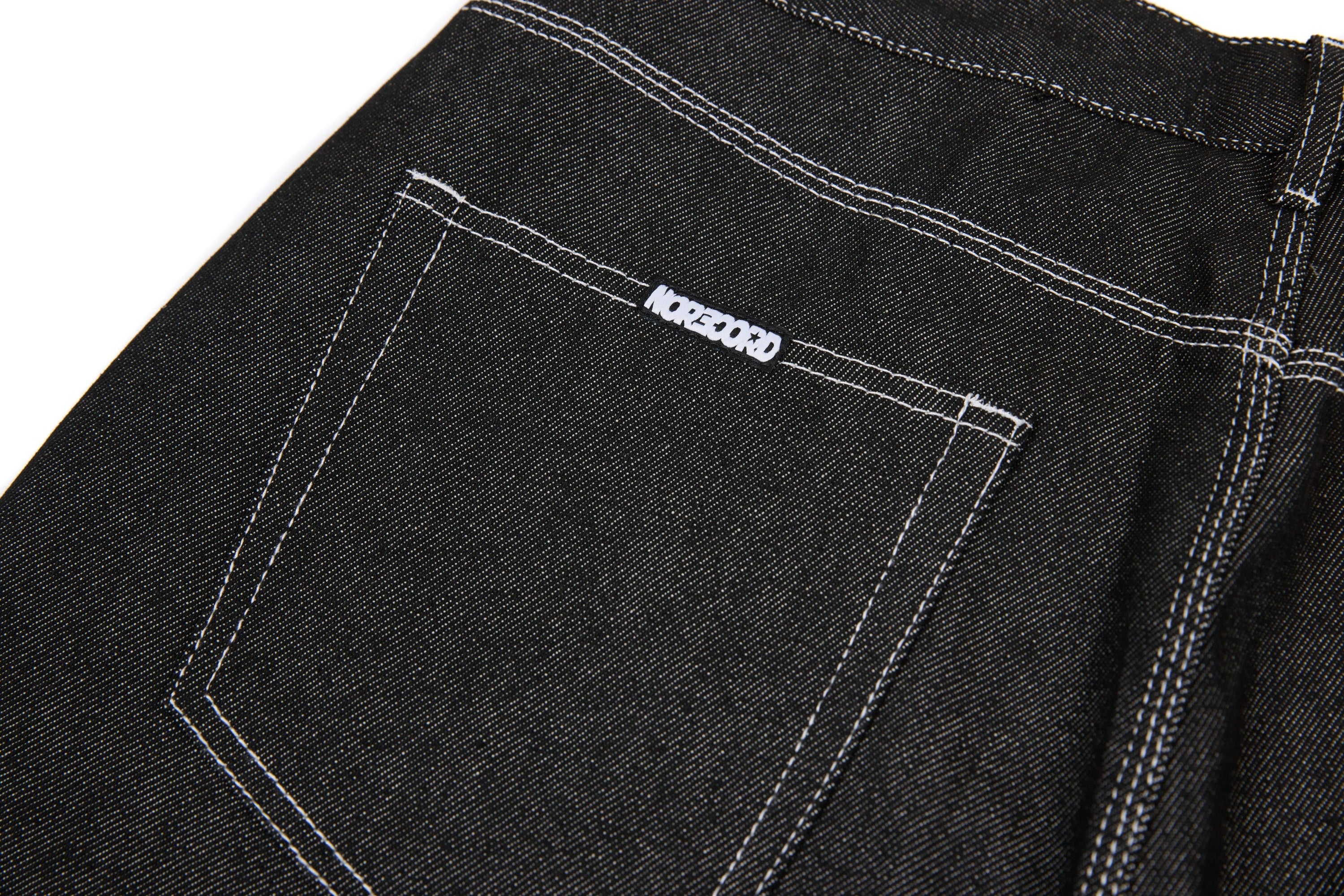 Omirad Heavy Stitch Barrel Leg Jeans | Black Denim
