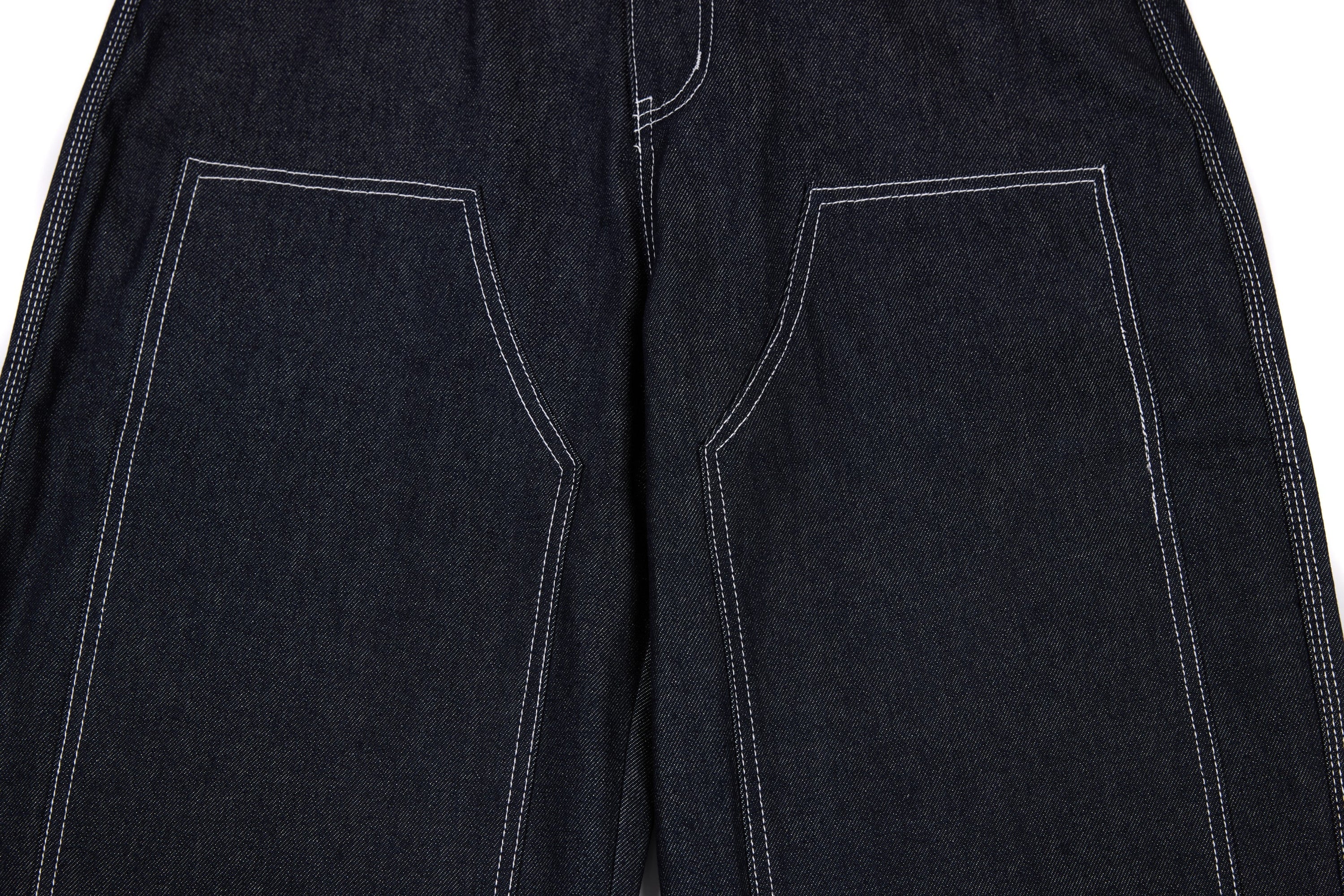 Wide-Leg Panel-Stitch Denim Pants | Contrast Stitch Jeans