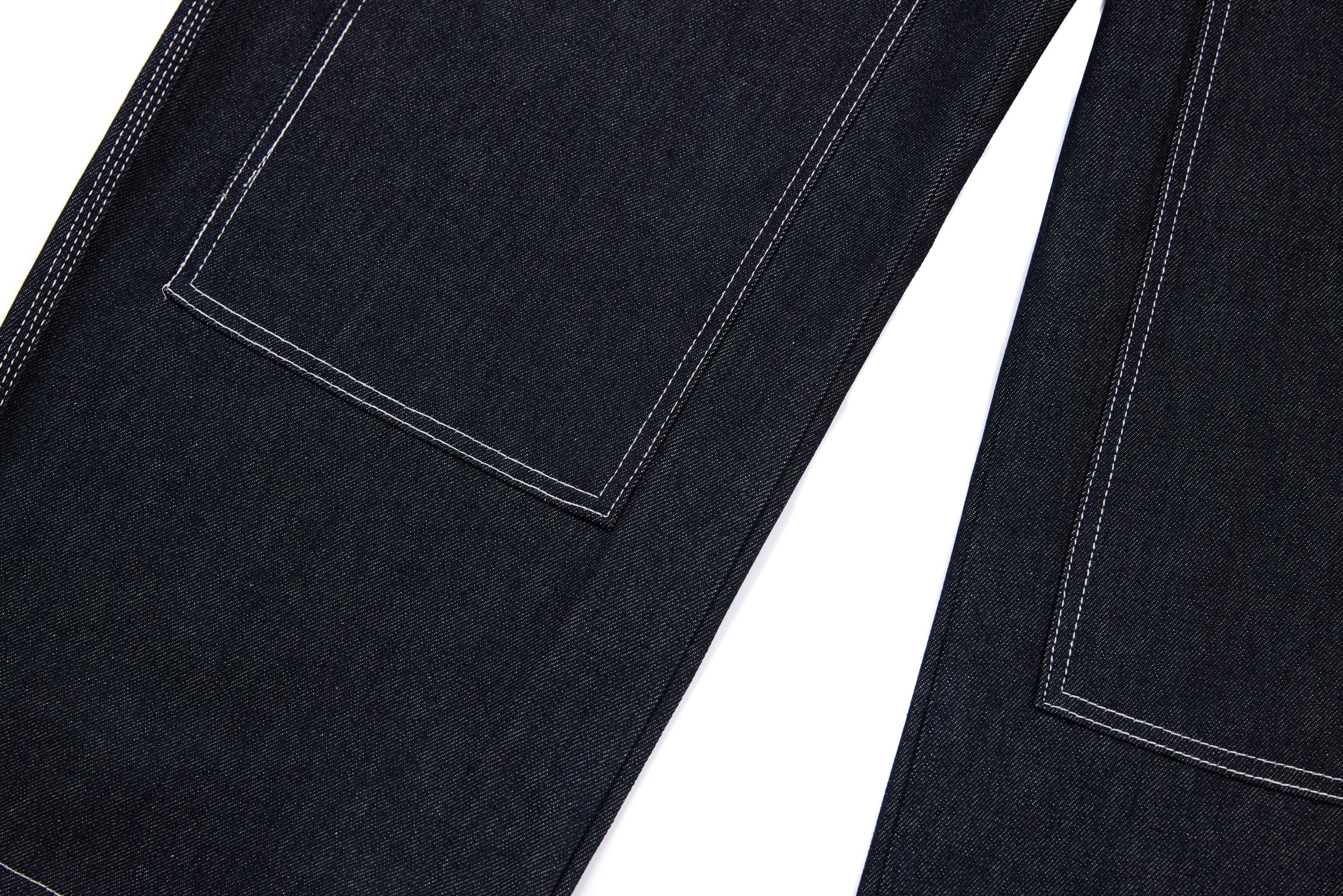 Wide-Leg Panel-Stitch Denim Pants | Contrast Stitch Jeans