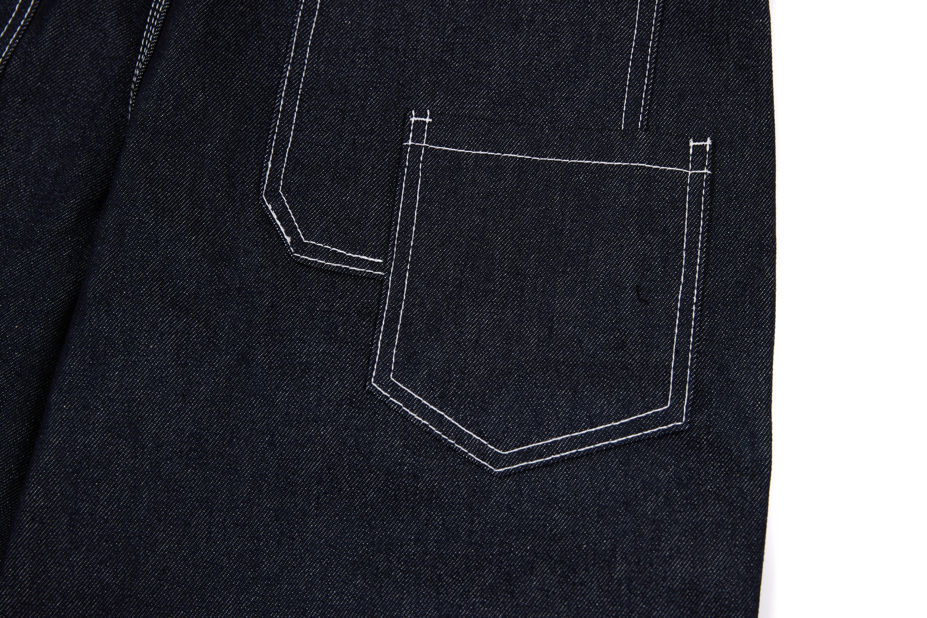 Wide-Leg Panel-Stitch Denim Pants | Contrast Stitch Jeans