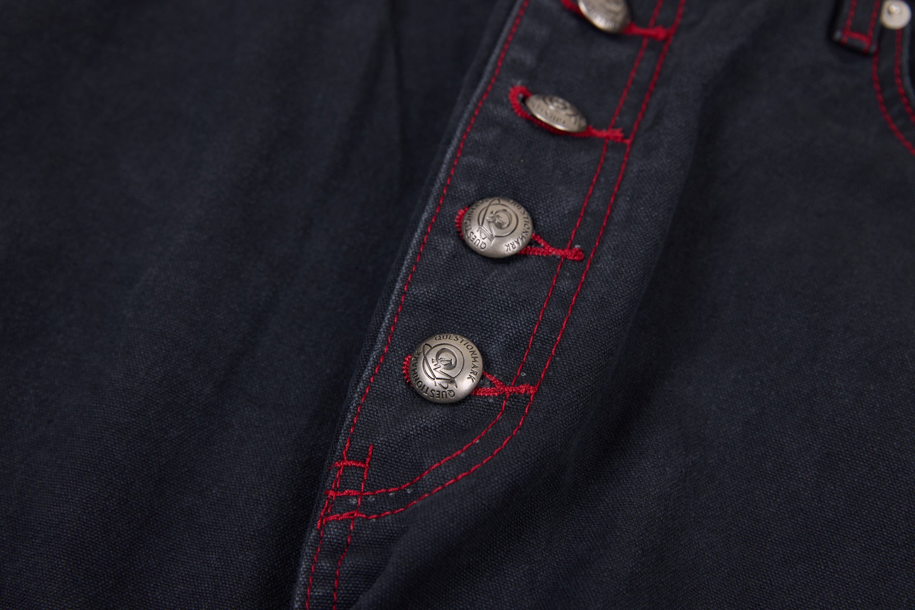 Barrel Leg Denim Pants with Red Contrast Stitching | Omirad