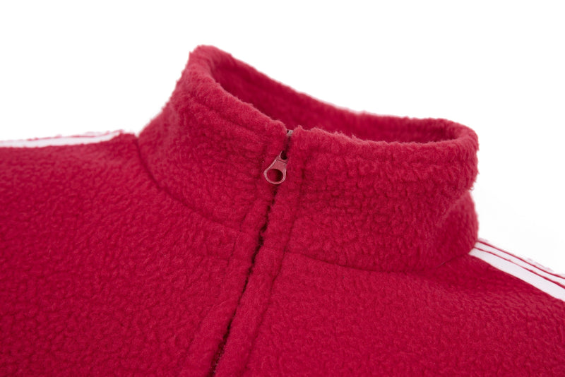 SES Fleece Track Jacket | Cropped Zip-Up with Stripe Sleeves