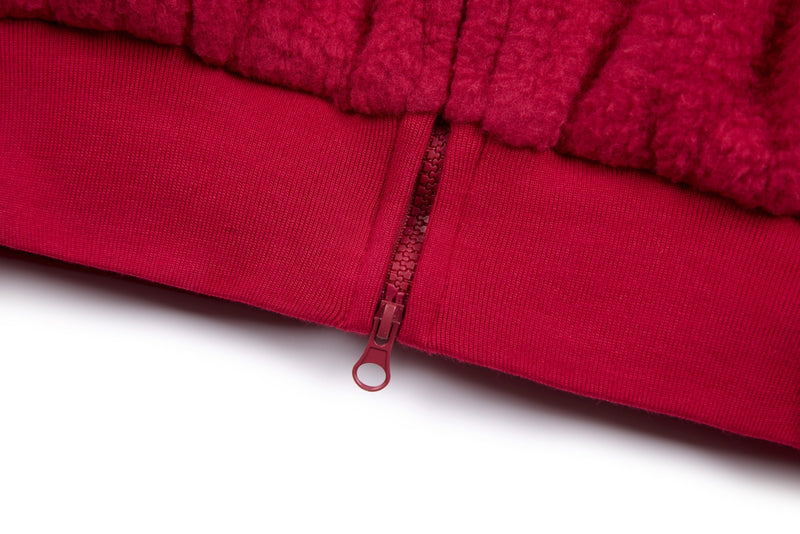 SES Fleece Track Jacket | Cropped Zip-Up with Stripe Sleeves