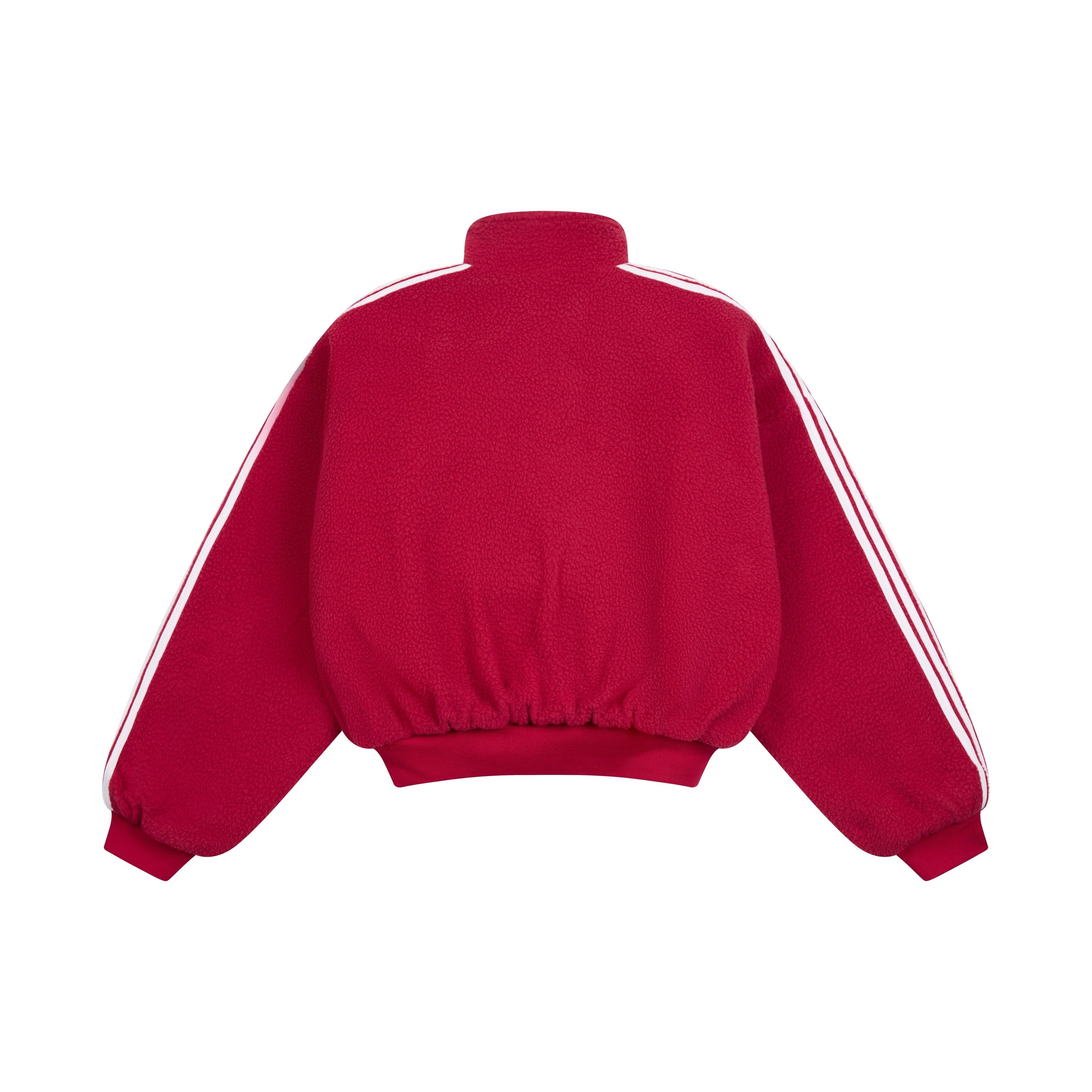 SES Fleece Track Jacket | Cropped Zip-Up with Stripe Sleeves