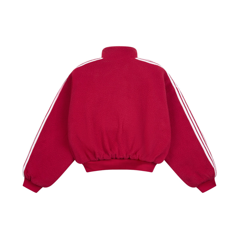 SES Fleece Track Jacket | Cropped Zip-Up with Stripe Sleeves
