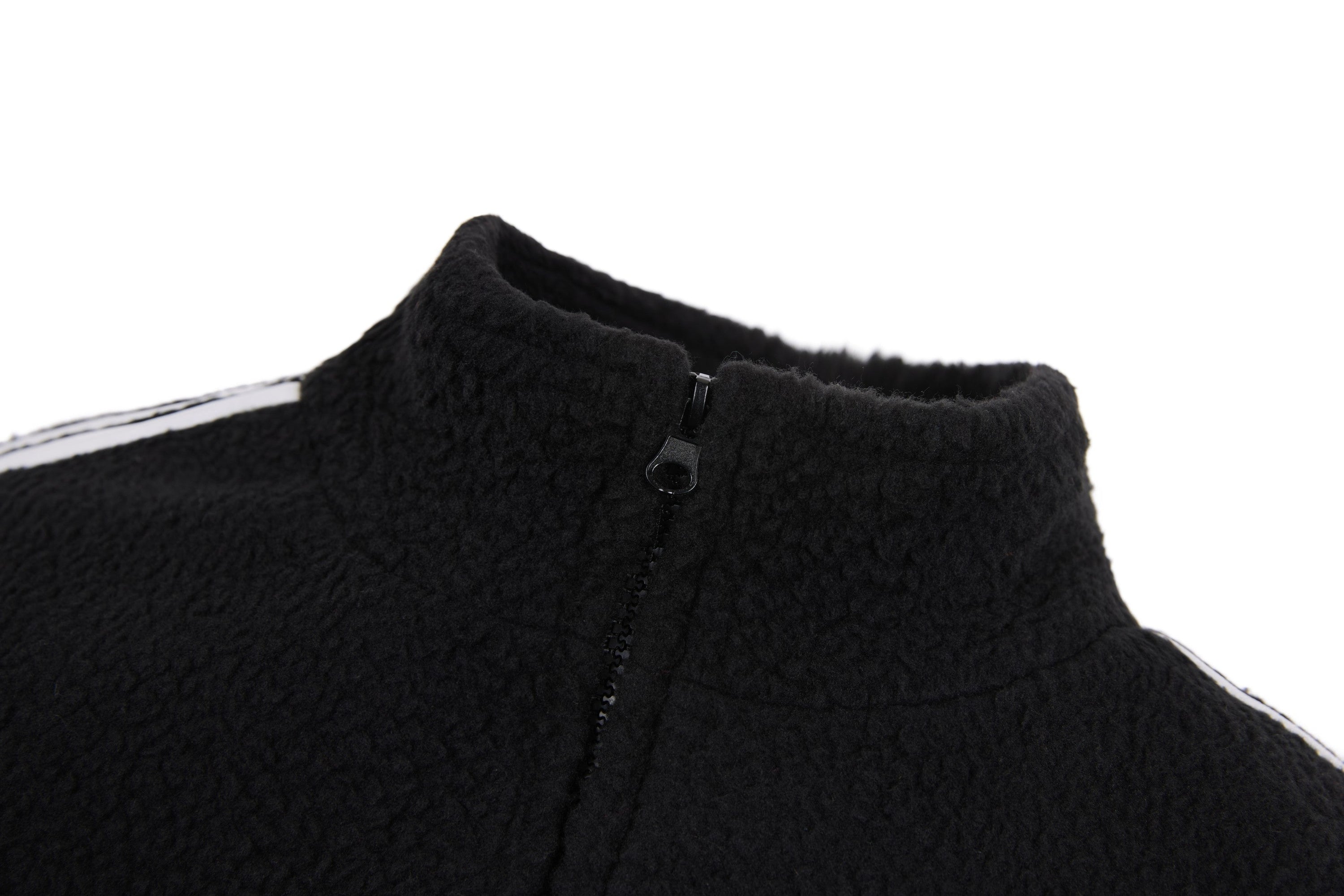 SES Oversized Fleece Track Jacket | Black with Stripe Sleeves