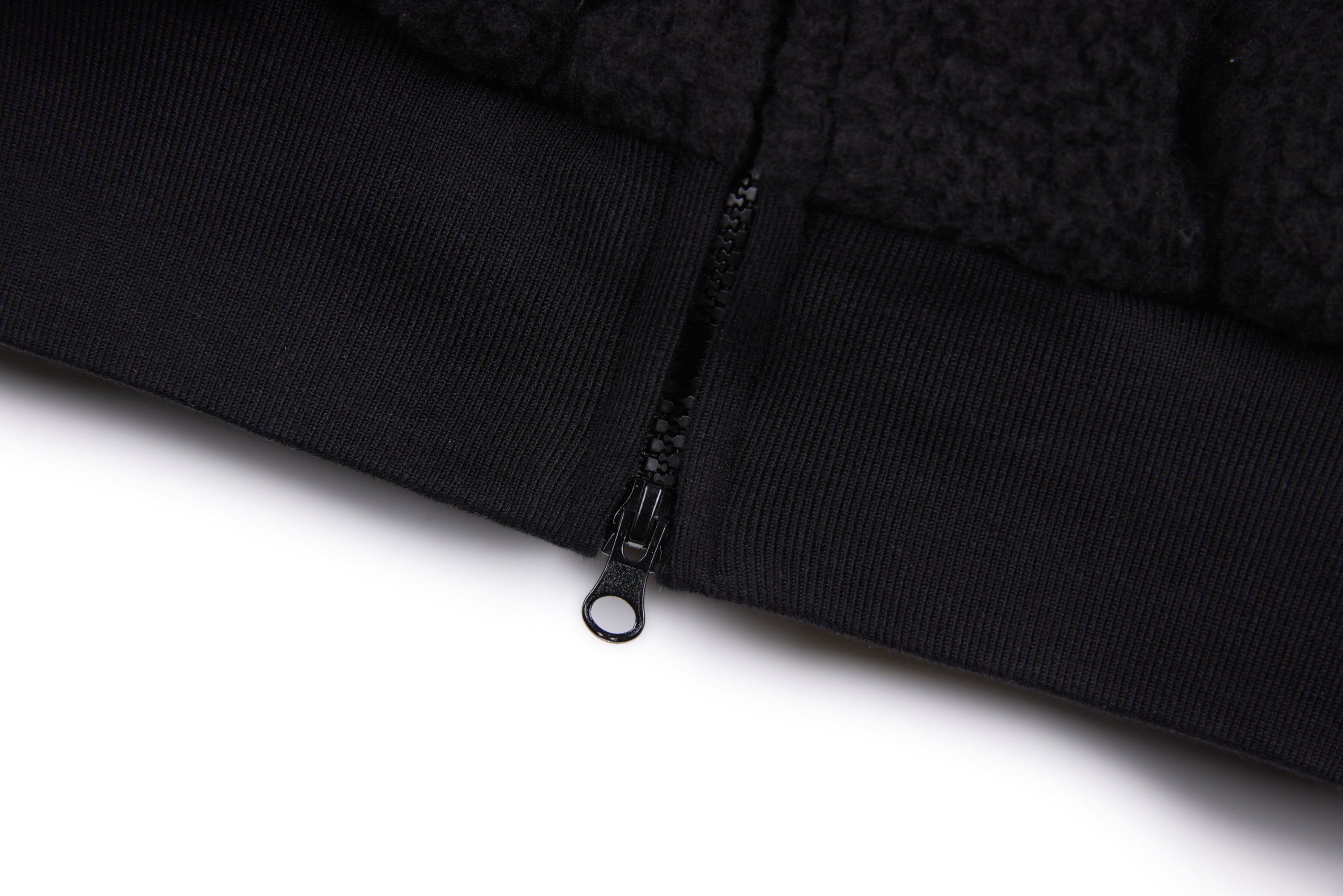 SES Oversized Fleece Track Jacket | Black with Stripe Sleeves