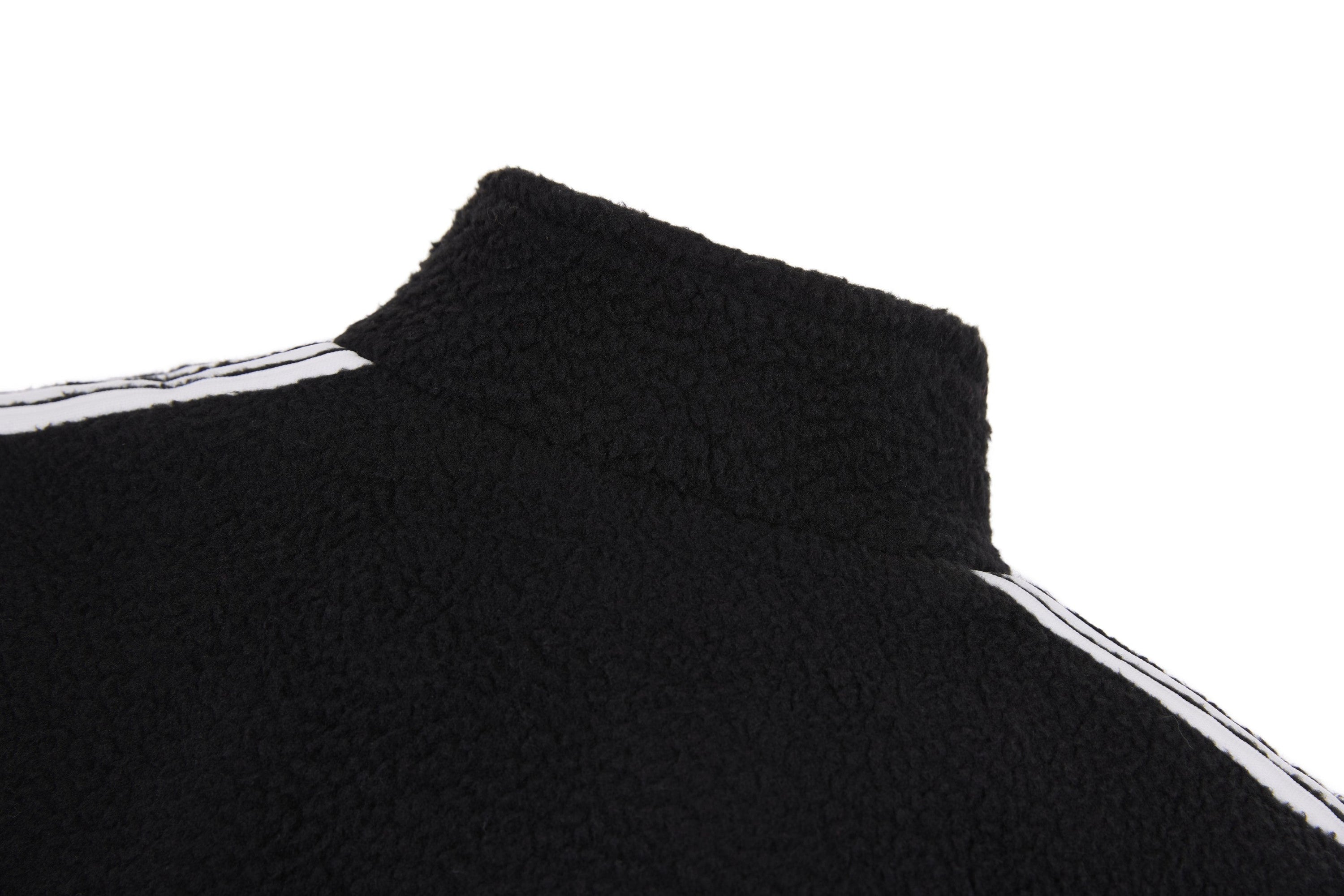 SES Oversized Fleece Track Jacket | Black with Stripe Sleeves