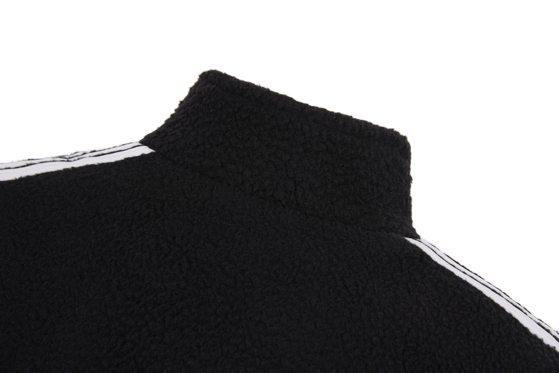 SES Oversized Fleece Track Jacket | Black with Stripe Sleeves