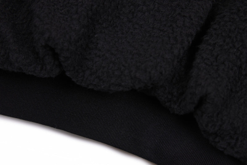 SES Oversized Fleece Track Jacket | Black with Stripe Sleeves