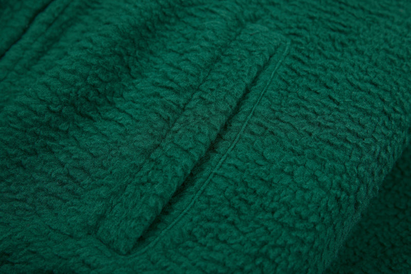 Oversized Sherpa Fleece Track Jacket with Stripe Sleeves