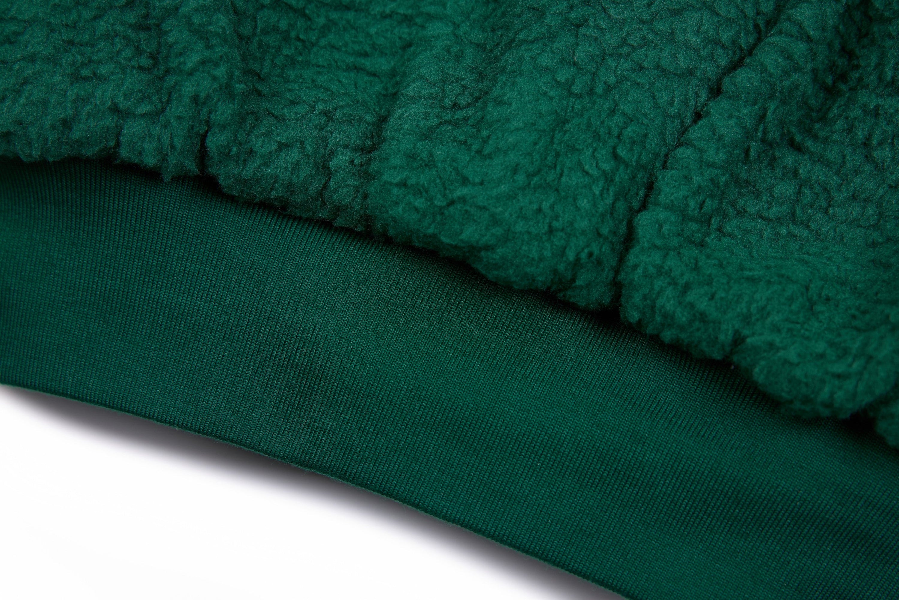 Oversized Sherpa Fleece Track Jacket with Stripe Sleeves