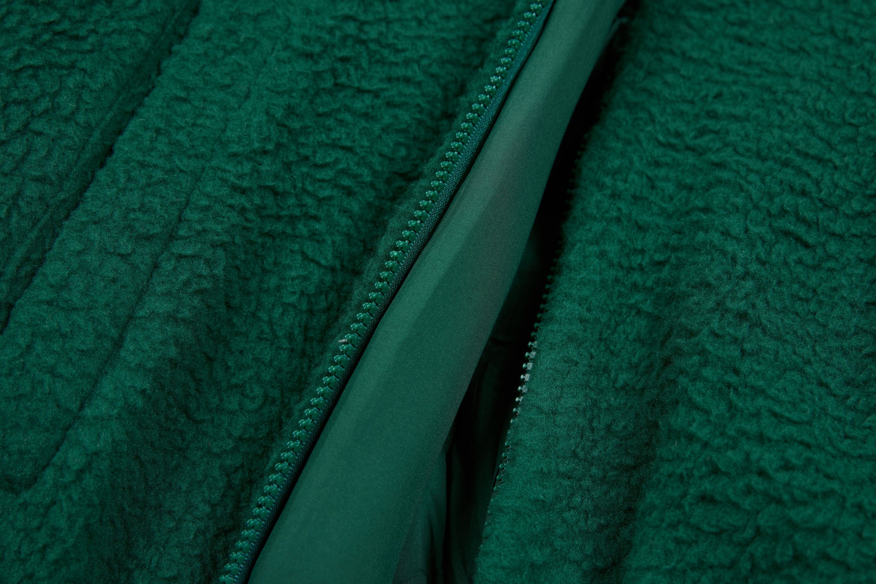 Oversized Sherpa Fleece Track Jacket with Stripe Sleeves