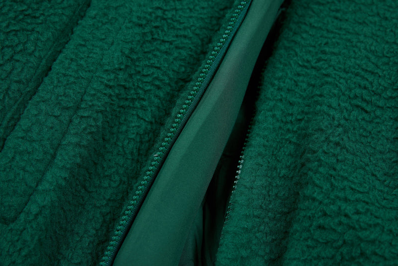 Oversized Sherpa Fleece Track Jacket with Stripe Sleeves