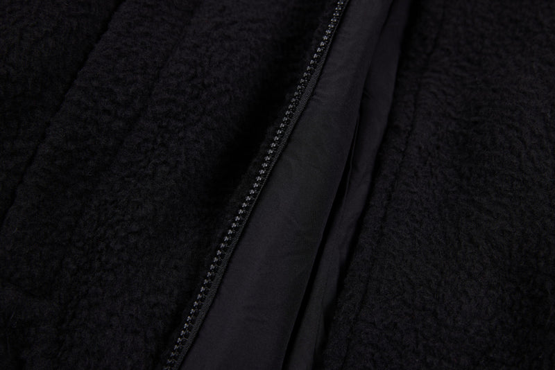 SES Oversized Fleece Track Jacket | Black with Stripe Sleeves