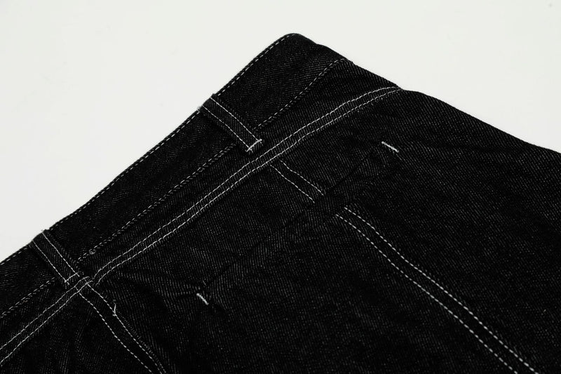 Omirad Contrast-Stitch Sculpted Wide-Leg Jeans | Dark Denim