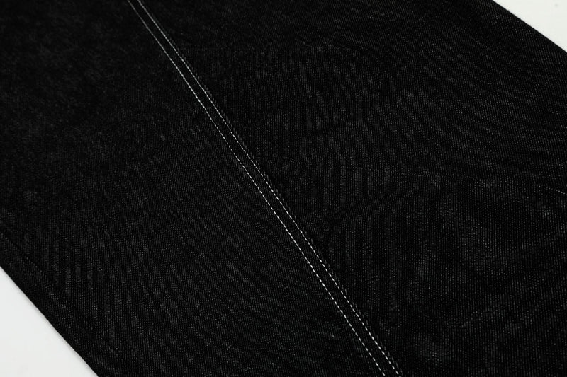 Omirad Contrast-Stitch Sculpted Wide-Leg Jeans | Dark Denim